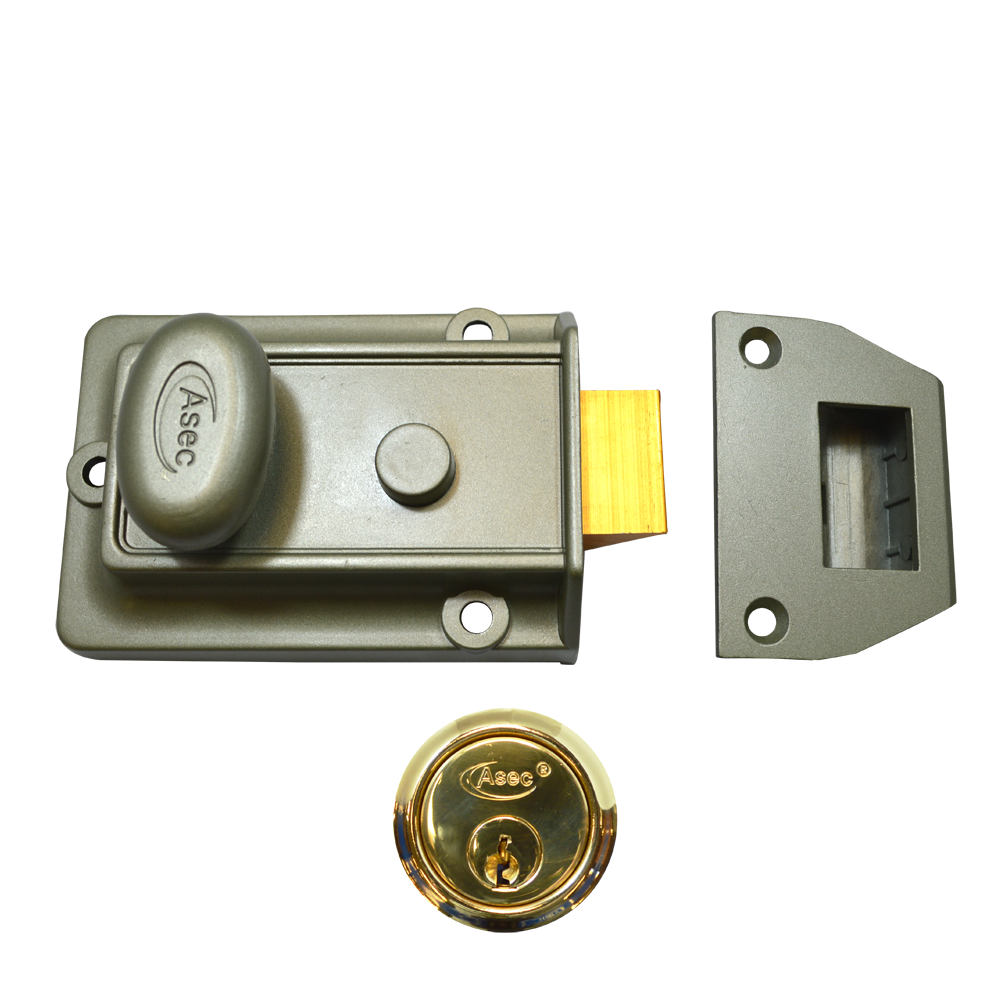 ASEC Traditional Non-Deadlocking Nightlatch - 60mm GRN with PB Cylinder Boxed