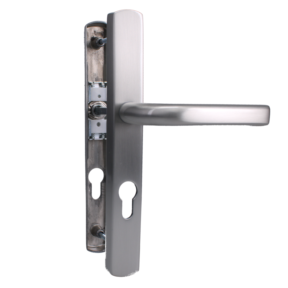 ASEC 70 Lever/Lever Door Furniture To Suit Ferco - 200mm Backplate - Satin Silver
