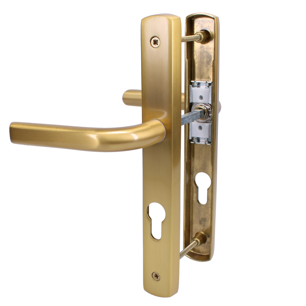 ASEC 70 Lever/Lever Door Furniture To Suit Ferco - 200mm Backplate - Brushed Gold