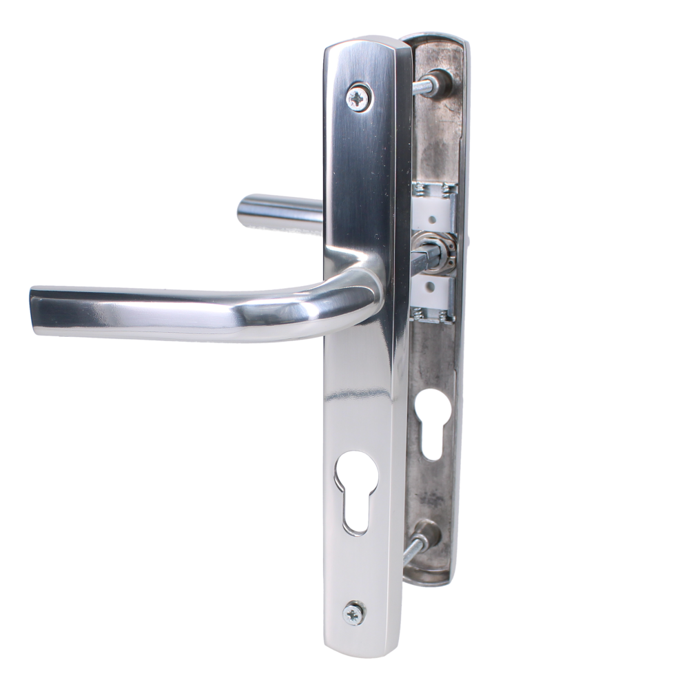 ASEC 70 Lever/Lever Door Furniture To Suit Ferco - 200mm Backplate - Polished Silver