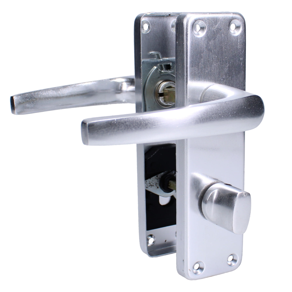ASEC Stafford Plate Furniture Lever Bathroom With Privacy Turn - Polished Anodised Aluminium