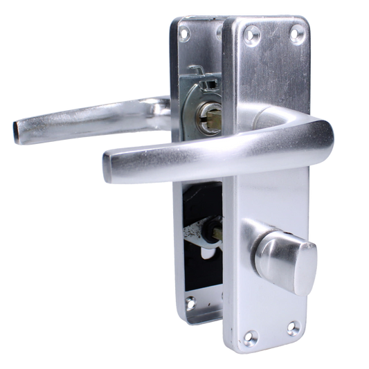 ASEC Stafford Plate Furniture Lever Bathroom With Privacy Turn - Polished Anodised Aluminium