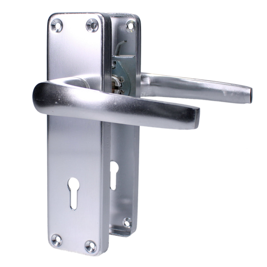 ASEC Stafford Plate Furniture Lever Lock Handle - Polished Anodised Aluminium