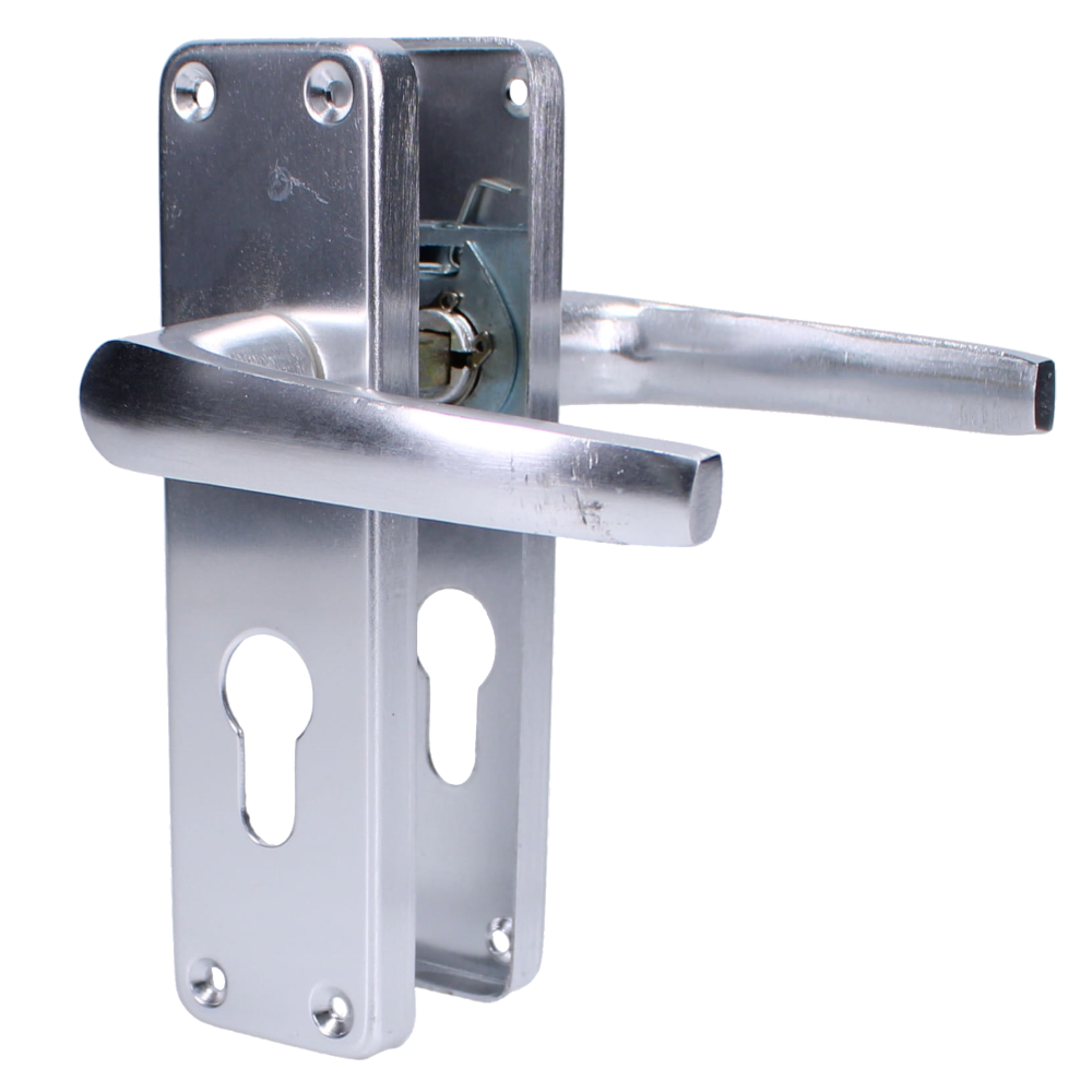 ASEC Stafford Plate Furniture Lever Euro Lock Handle - Polished Anodised Aluminium