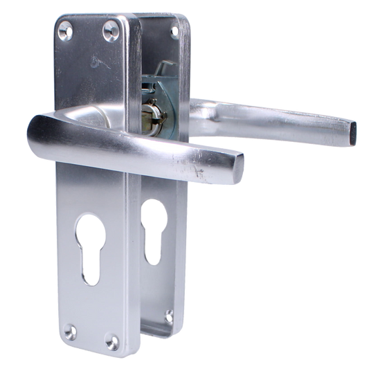 ASEC Stafford Plate Furniture Lever Euro Lock Handle - Polished Anodised Aluminium