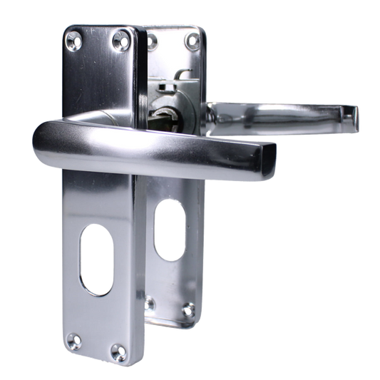 ASEC Stafford Plate Furniture Lever Oval Lock Handle - Polished Anodised Aluminium