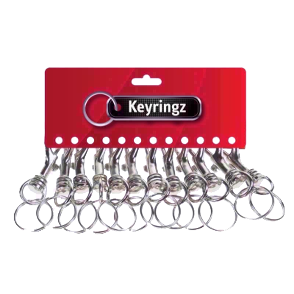 ASEC Metal Belt Clip Key Ring - Silver - Pack Of 12