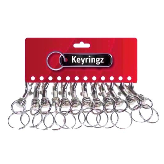 ASEC Metal Belt Clip Key Ring - Silver - Pack Of 12