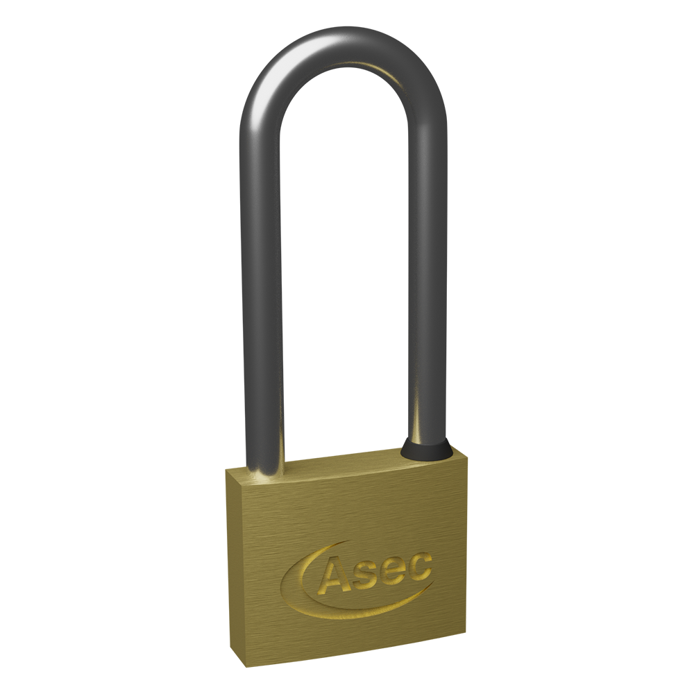 ASEC KD Long Shackle Brass Padlock - 50mm KD Visi