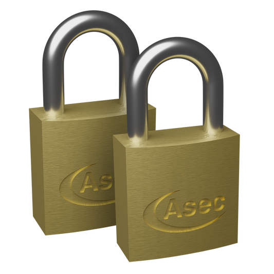 ASEC KA Open Shackle Brass Padlock - 20mm KA Pair Visi
