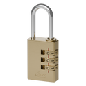 ASEC Brass Open Shackle Combination Padlock - 20mm 3 Wheel (Boxed)
