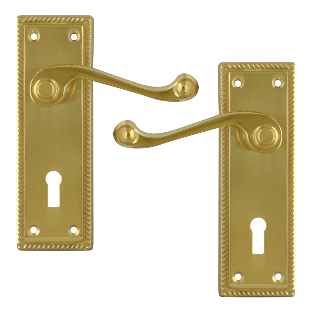 ASEC Georgian Plate Mounted Lever Furniture - PB Lever Lock Visi