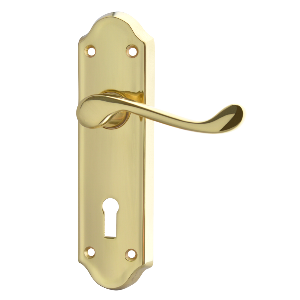 ASEC Ashstead Plate Mounted Lever Furniture - PB Long Plate Lever Lock Visi