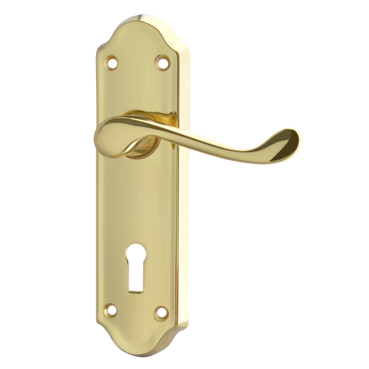 ASEC Ashstead Plate Mounted Lever Furniture - PB Long Plate Lever Lock Visi