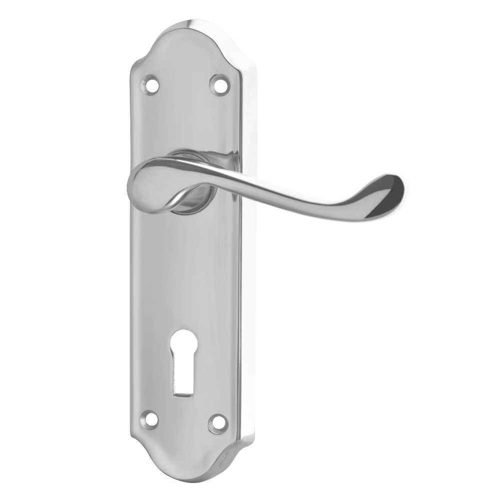 ASEC Ashstead Plate Mounted Lever Furniture - CP Long Plate Lever Lock Visi