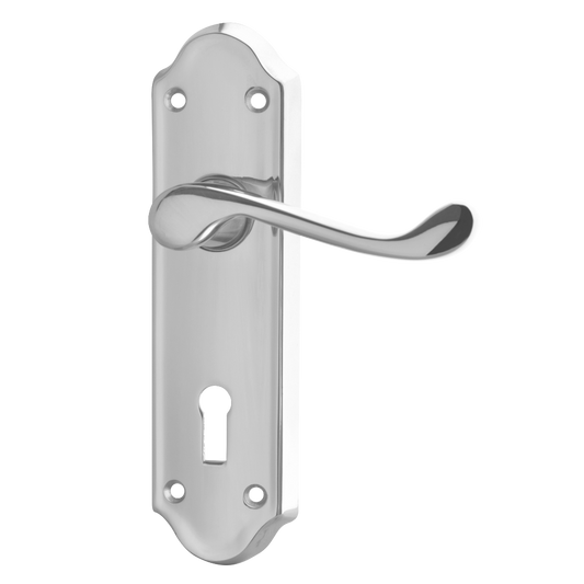 ASEC Ashstead Plate Mounted Lever Furniture - CP Long Plate Lever Lock Visi