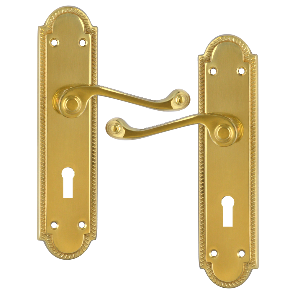 ASEC Georgian Shaped Plate Mounted Lever Furniture - PB Lever Lock
