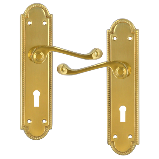 ASEC Georgian Shaped Plate Mounted Lever Furniture - PB Lever Lock