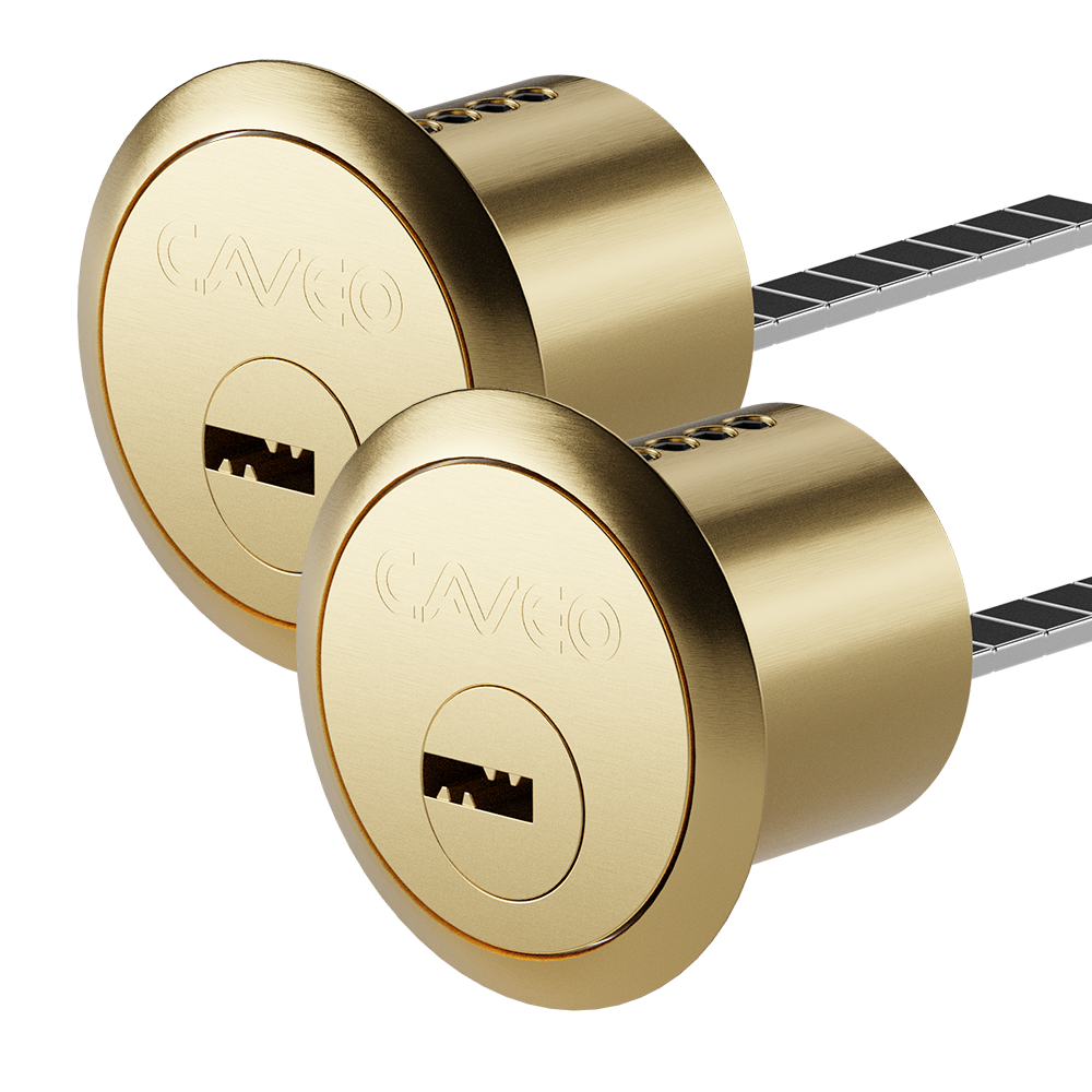 CAVEO Dimple Rim Cylinder Keyed Alike Pair - PB 3 Keys