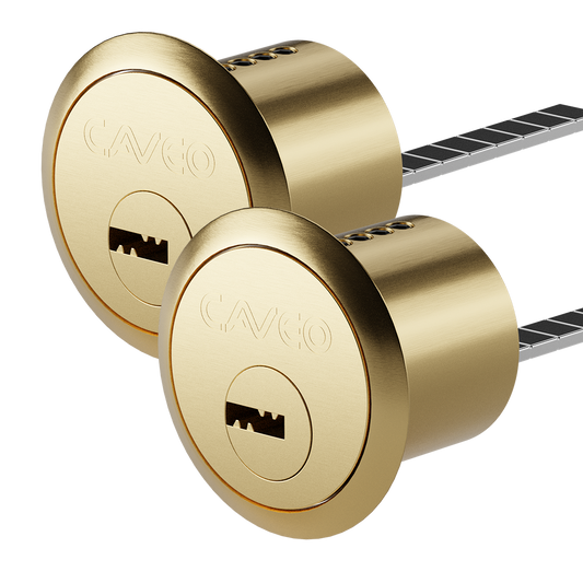 CAVEO Dimple Rim Cylinder Keyed Alike Pair - PB 3 Keys
