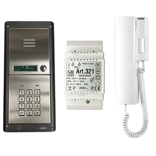 VIDEX 4K Series Audio 1 Way Intercom Kit Complete With Keypad - Surface