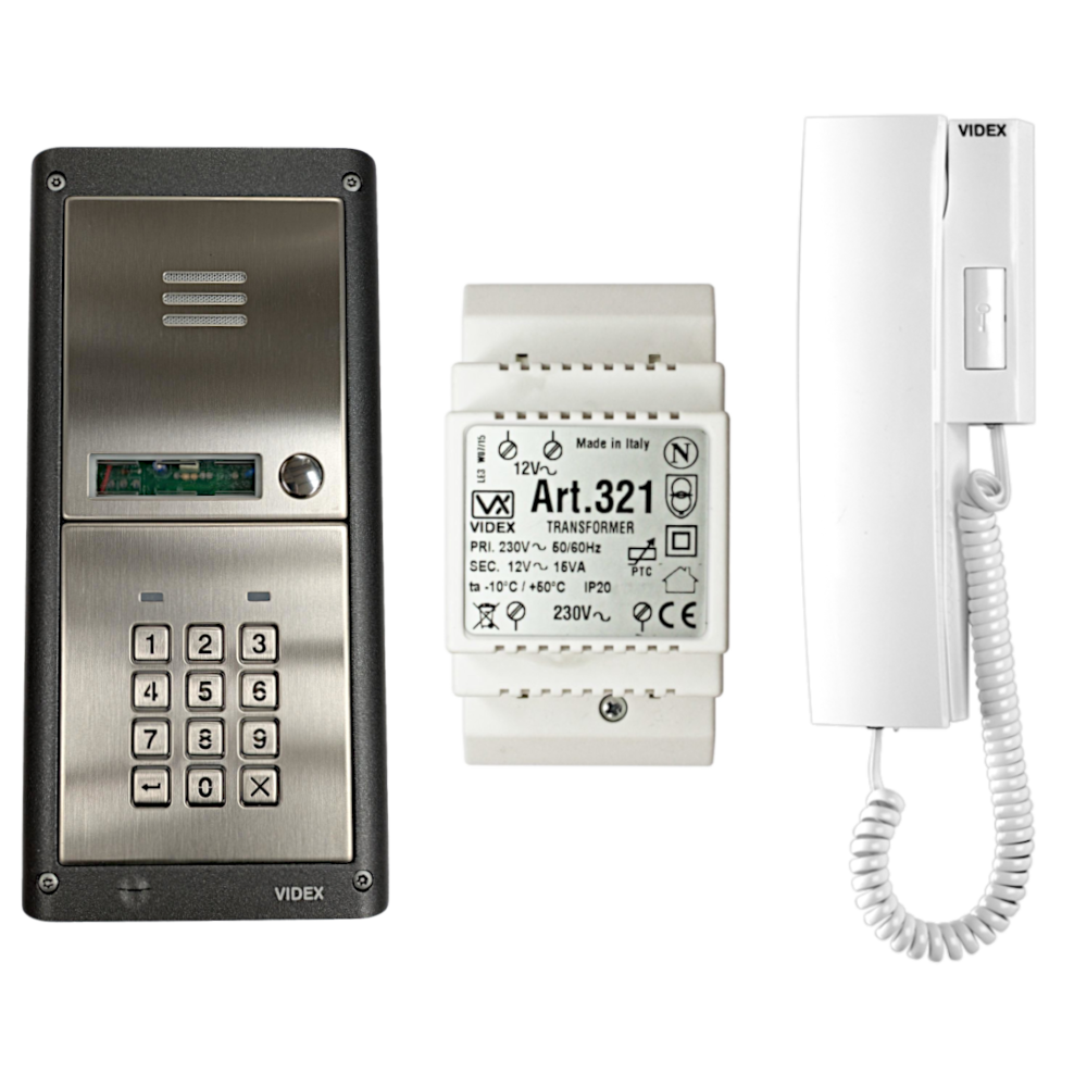 VIDEX 4K Series Audio 1 Way Intercom Kit Complete With Keypad - Flush
