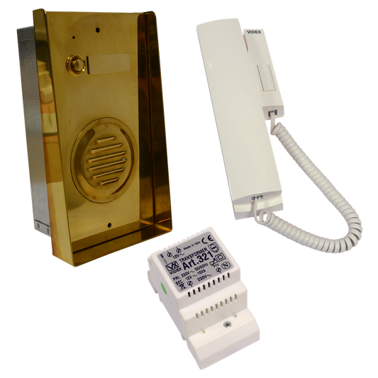 VIDEX EK911S 1 Way Surface Mounted Audio Kit  - EK9112 Brass Surface Panel with 3021 Handset