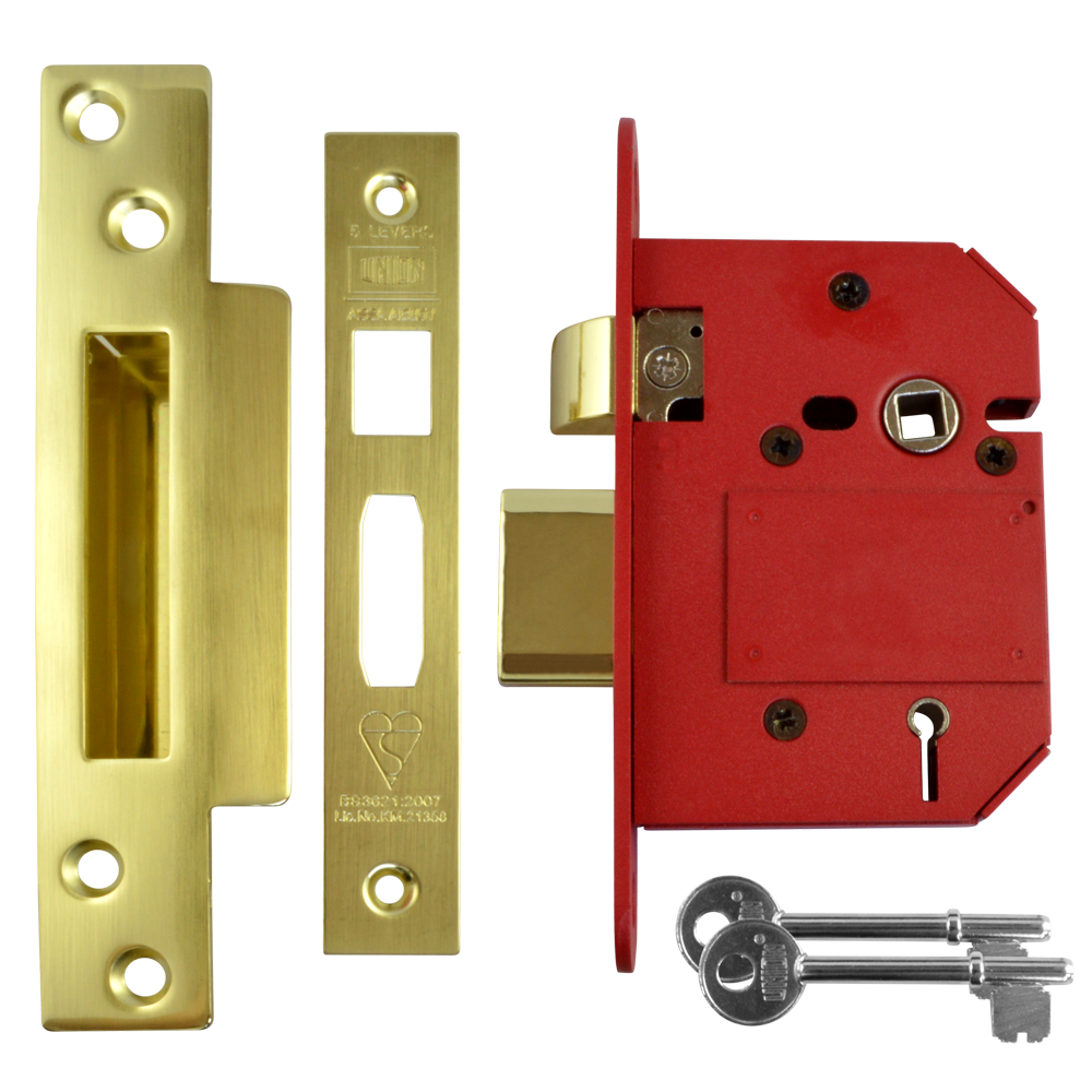 UNION J2200 StrongBOLT BS 5 Lever Sashlock - 75mm PB KD Boxed