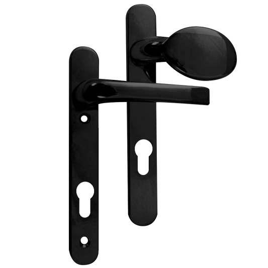 ASEC 92 Lever/Pad UPVC Furniture - 220mm Backplate - Black