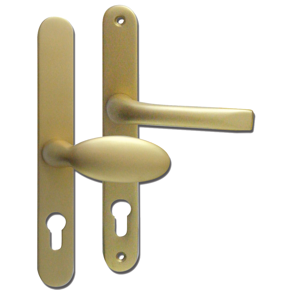 MILA Prolinea 92/62 Offset Lever/Pad UPVC Furniture - 240mm Backplate - Gold