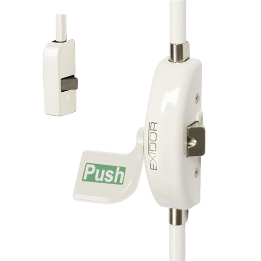 EXIDOR 523 3 Point Horizontal Pullman UPVC Door Panic Bolt - Pad - White