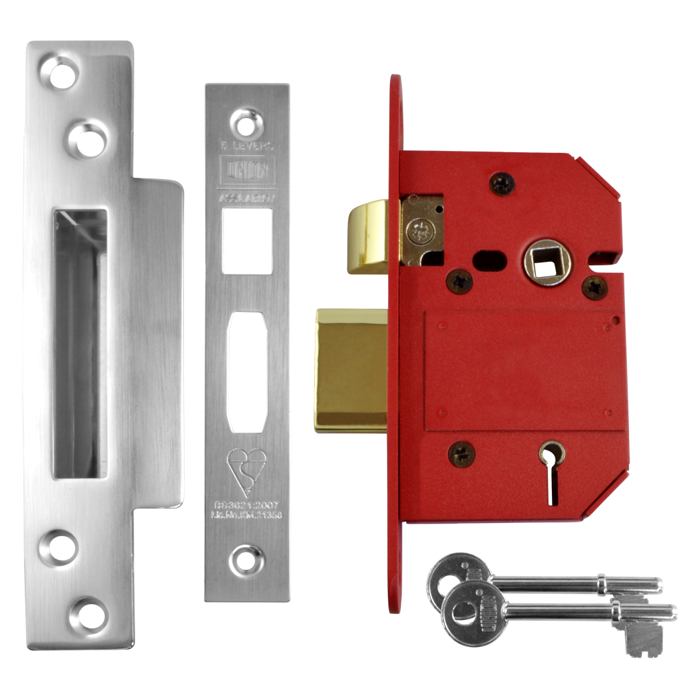 UNION J2200 StrongBOLT BS 5 Lever Sashlock - 64mm SC KD Visi