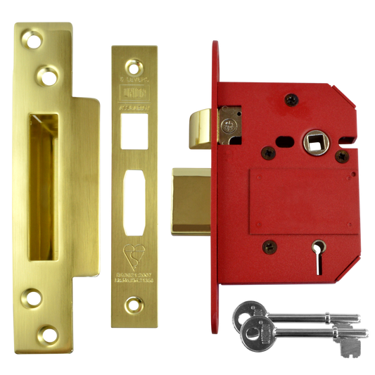 UNION J2200 StrongBOLT BS 5 Lever Sashlock - 75mm PB KD Visi