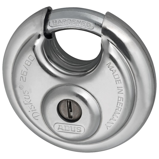 ABUS 26 Series Solid Lock Body Diskus Discus Padlock - 81mm KA (RR00131) 26/80 Boxed