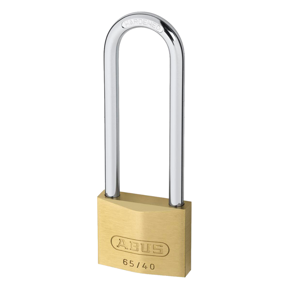 ABUS 65 Series Brass Long Shackle Padlock - 30mm KD 70mm Brass Shackle 65MB/30HB70 Visi
