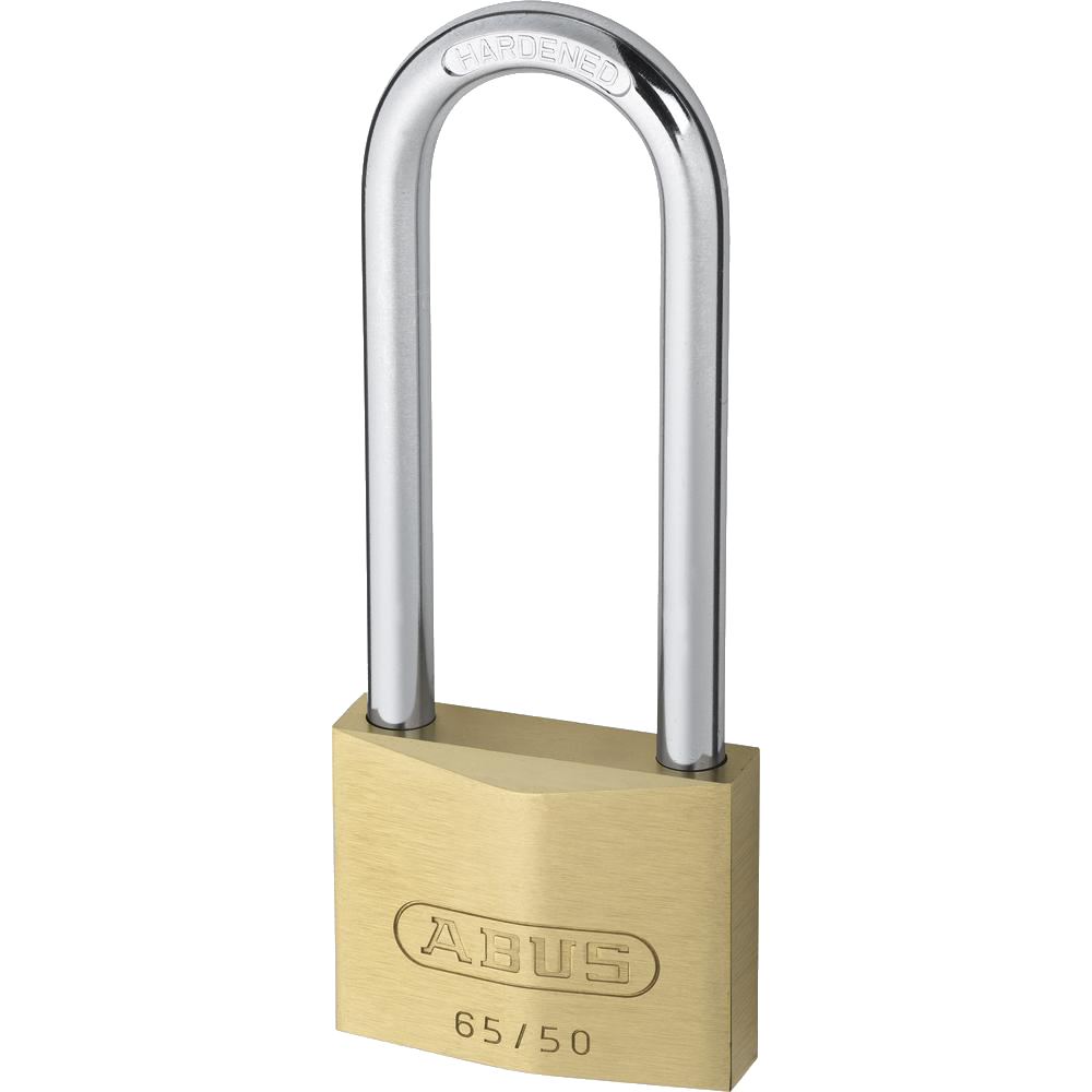 ABUS 65 Series Brass Long Shackle Padlock - 50mm KA (6501) 80mm Shackle 65/50HB80 Boxed