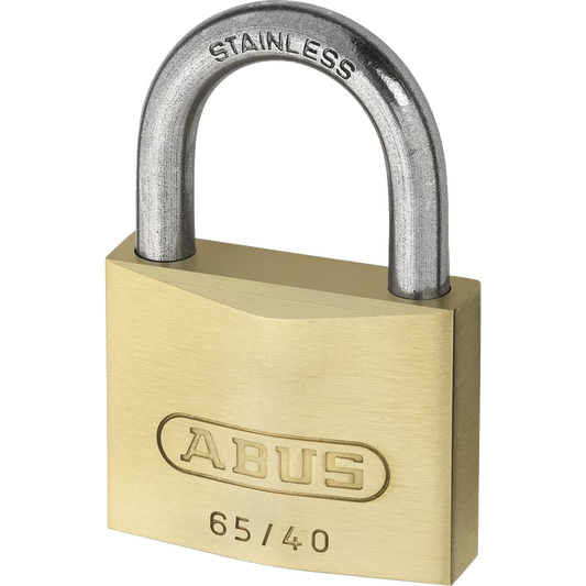 ABUS 65 Series Brass Open Stainless Steel Shackle Padlock - 40mm KA (6404) 65IB/40 Boxed