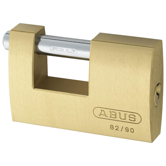 ABUS 82 Series Brass Sliding Shackle Shutter Padlock - 90mm KA (8523) 82/90 Boxed