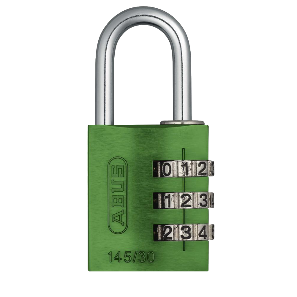 ABUS 145 Series Coloured Aluminium Combination Open Shackle Padlock - 30mm Assorted Colours 145/30 Visi