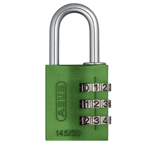 ABUS 145 Series Coloured Aluminium Combination Open Shackle Padlock - 30mm Assorted Colours 145/30 Visi