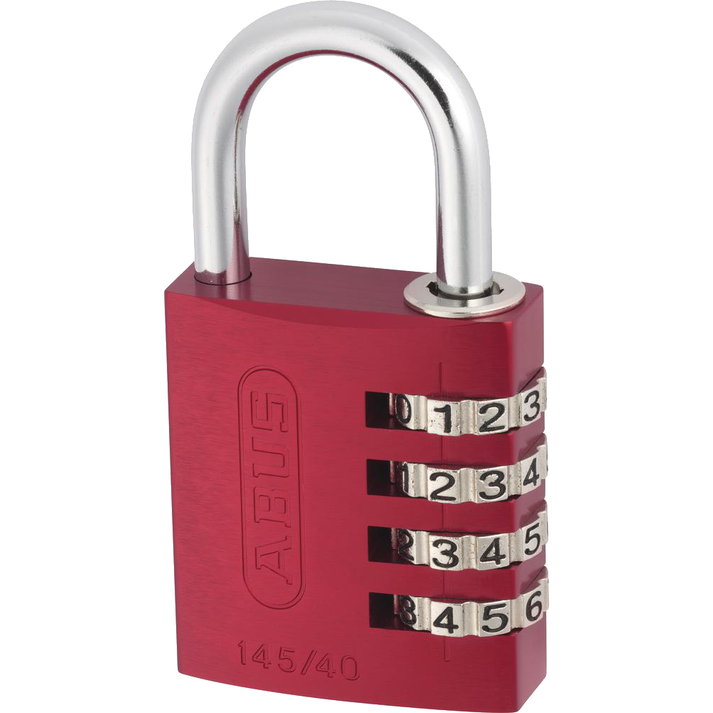 ABUS 145 Series Coloured Aluminium Combination Open Shackle Padlock - 40mm Assorted Colours 145/40 Visi