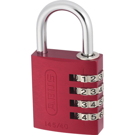 ABUS 145 Series Coloured Aluminium Combination Open Shackle Padlock - 40mm Assorted Colours 145/40 Visi