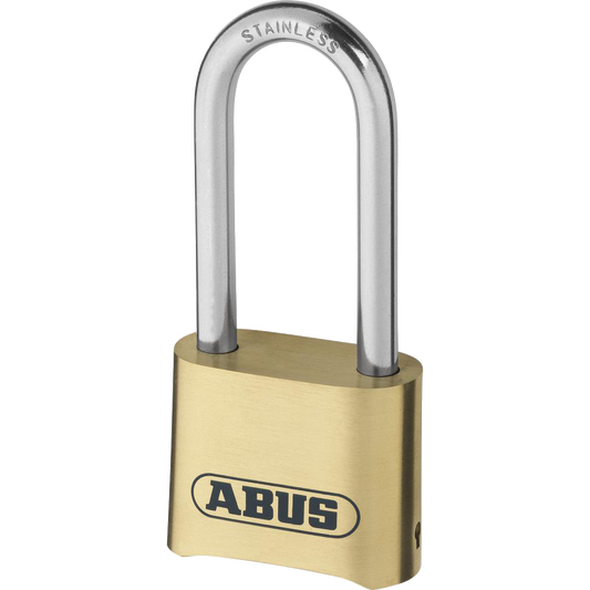ABUS 180IB Series Brass Combination Long Stainless Steel Shackle Padlock - 53mm 180IB/50HB63 Visi