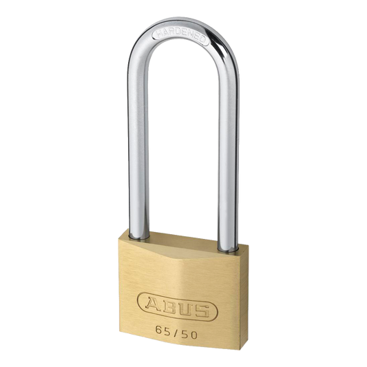 ABUS 65 Series Brass Long Shackle Padlock - 50mm KA (504) 80mm Shackle 65/50HB80 Boxed
