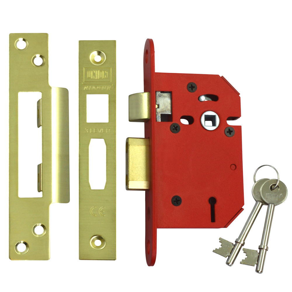 UNION J2203 StrongBOLT 3 Lever Sashlock - 64mm PB KD Boxed