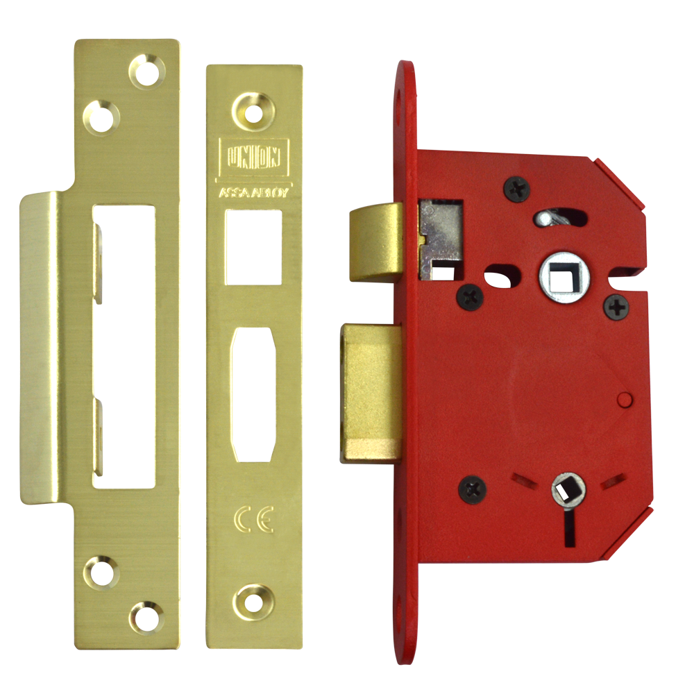 UNION J22WCS StrongBOLT Bathroom Lock - 64mm PB Visi
