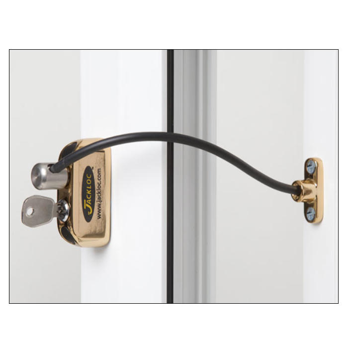 JACKLOC Pro-5 Lockable Cable Window Lock - Brass