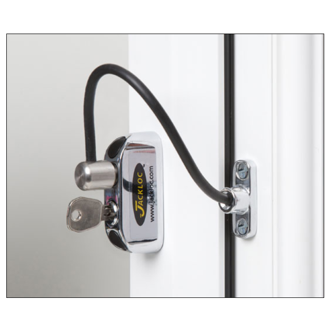 JACKLOC Pro-5 Lockable Cable Window Lock - Chrome (black sleeve)
