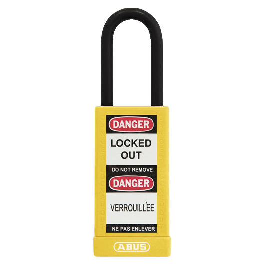 ABUS 74HB Series Long Shackle Lock Out Tag Out Coloured Aluminium Padlock - Yellow