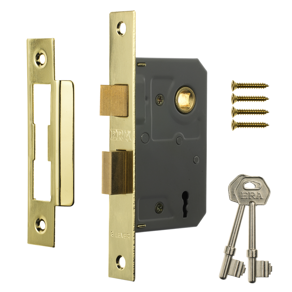 ERA 473 & 573 3 Lever Sashlock - 64mm Brass Carded